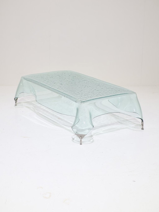 Glass handkerchief coffee table Italian 1980s