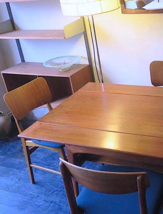 Image 1 of Metamorfische eet-/salontafel van teakhout, ontworpen door Kai Kristiansen, Denemarken, jaren 60.