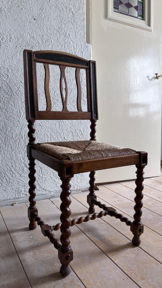 Image 1 of Eiken antieke set stoelen 