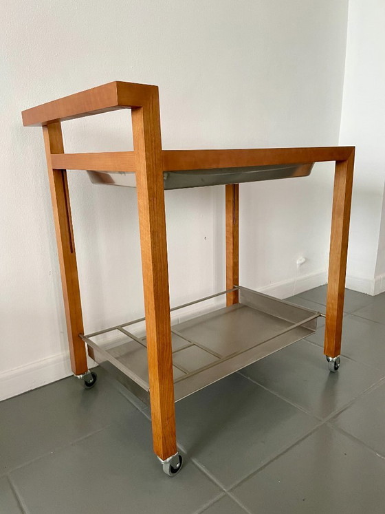 Image 1 of Chariot de bar vintage au design scandinave avec glacière intégrée en métal