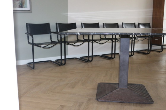 6 black Matteo Grassi Dining chairs, Leather, Marble (photo 3 of 5)