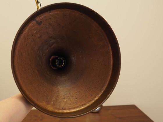 Deense messing hanglamp uit de jaren 60, mid-century modern stijl, met conische kap. – Hanglampen, Brass (photo 9 of 9)