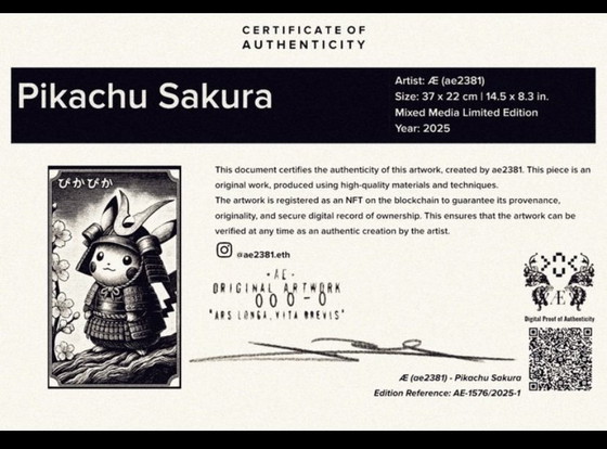 Image 1 of Kunstwerk Pikachu (Pokemon) Sakura