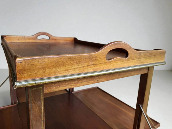 Mesa auxiliar/mesa de té de los años 50 – Carritos de bar, Wood, Brass, Art Deco (photo 10 of 12)