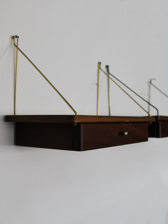 Image 1 of Tables de chevet suspendues vintage danoises en teck