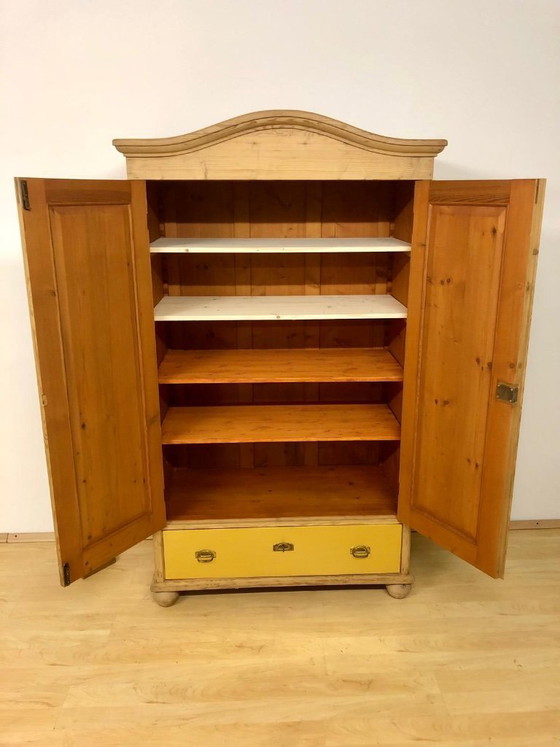 Image 1 of Antique farmhouse cupboard, country-style cupboard, softwood cupboard, Art Nouveau cupboard circa 1900