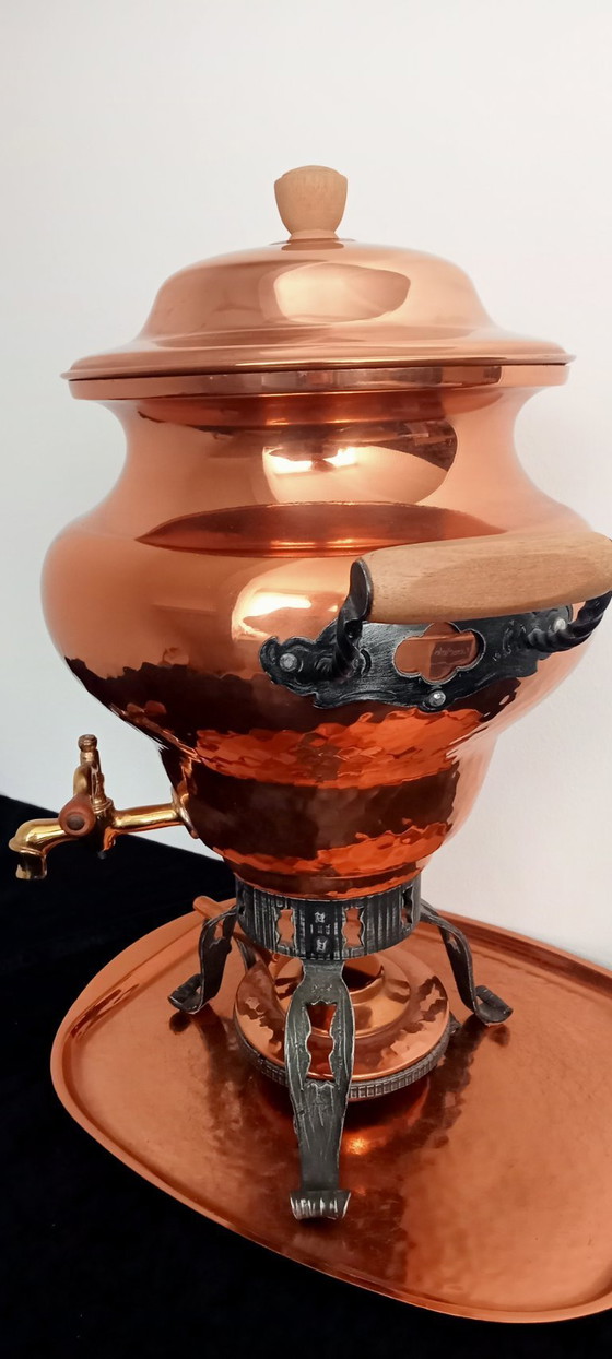 Image 1 of Swiss copper chocolate coffee mulled wine taps can with fire