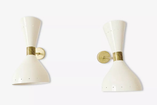 Pair of moonlight white wall lights