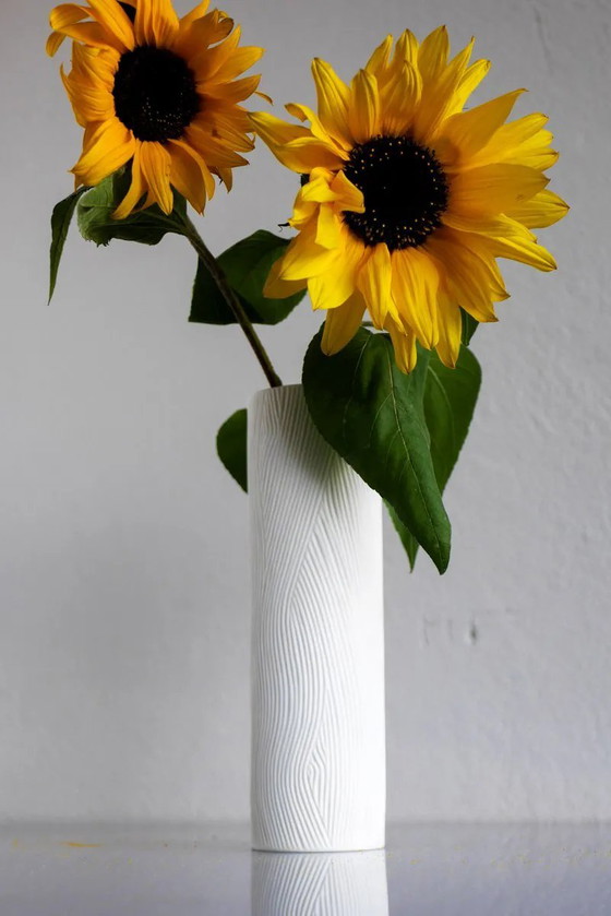 Image 1 of Mid-century modern Op-Art Studio Line bisque porcelain vase by Werner Schreib for Rosenthal, 1960s
