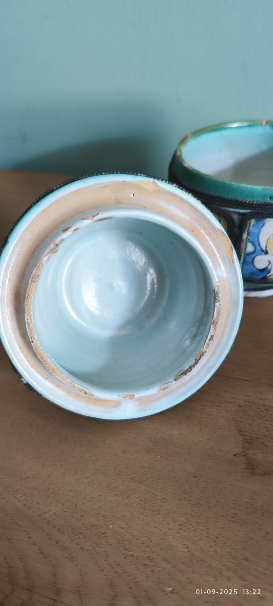Image 1 of Bol ancien en céramique émaillée, fait main.