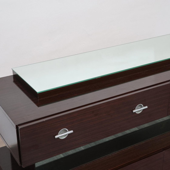 Image 1 of Comò Cassettiera In Ebano Macassar E Specchio Cubic Design Modernariato 1980’s