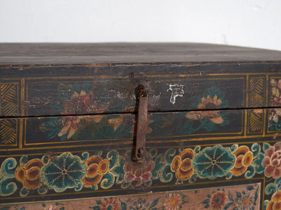 Antieke Chinese beschilderde kist van grenenhout – China, circa 1900 – Opbergkast, Iron (photo 12 of 40)