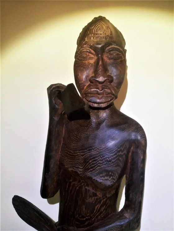 Image 1 of Statues africaines de grands et petits chasseurs/guerriers