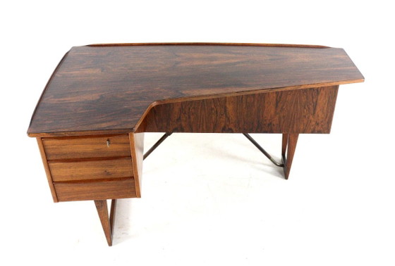 Peter Løvig Nielsen voor Hedensted Møbelfabrik Boomerang bureau vintage gerestaureerd palissander (photo 11 of 18)
