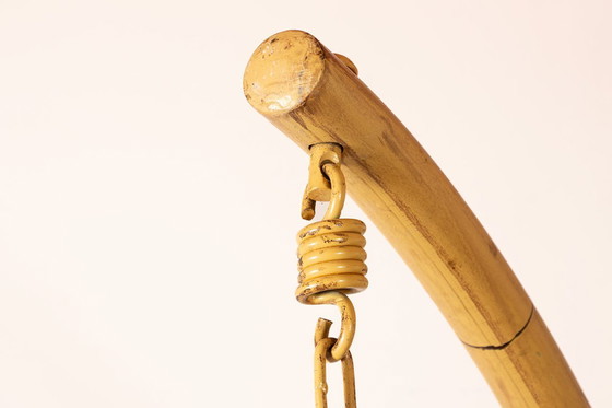 Image 1 of Sillón danés de ratán tejido con soporte metálico, silla colgante tipo huevo, atribuida a Nanna Ditzel