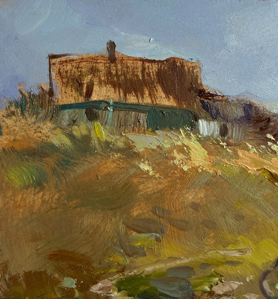 Image 1 of Origineel olieverfschilderij: Zomers kustlandschap, zomerse rust aan de rivier