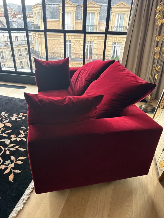 Divano Edra, Velluto rosso, Divani 3 posti, Modern (foto 2 di 6)