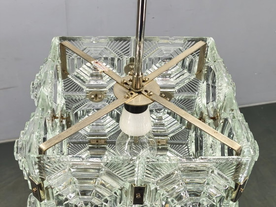 Image 1 of Lampada a sospensione brutalista in vetro di Kamenický Šenov, Cecoslovacchia anni '70