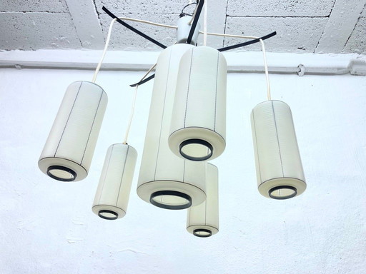 50s 60s chandelier cascade lamp with 6 glass shades