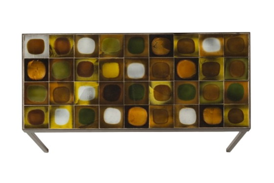 Image 1 of Roger Capron. Rectangular "Planet" ceramic coffee table. 1970
