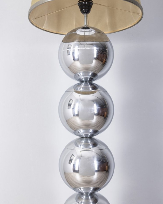 Image 1 of Vintage 70s vloerlamp verchroomd metalen bollen Italiaans ontwerp