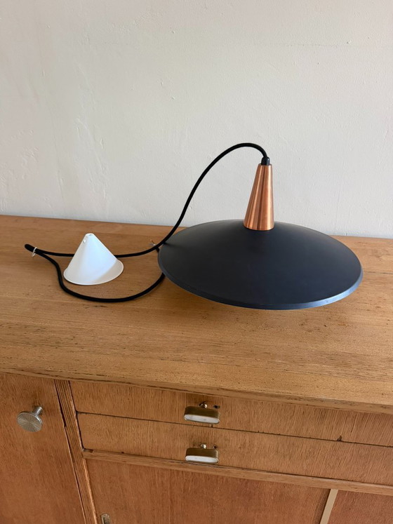 Vintage Danish copper glass pendant - 1960's style lamp, Danish design, Pendant lamps, Aluminium, Black (photo 7 of 9)