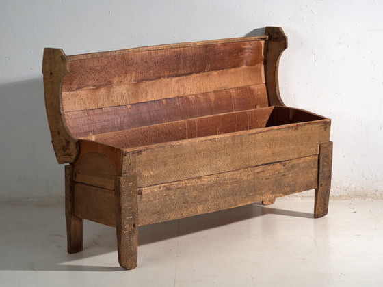Panca contenitore primitiva antica in legno – Transilvania, circa 1850 – Panche, Rustic (photo 25 of 40)