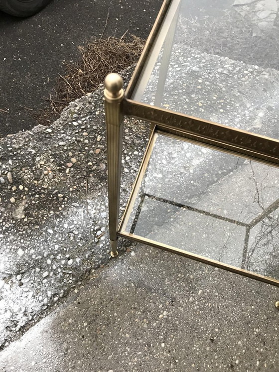 Hollywood Regency Style Brass and Glass Two-Tier Side Table, 1960s (photo 6 of 10)