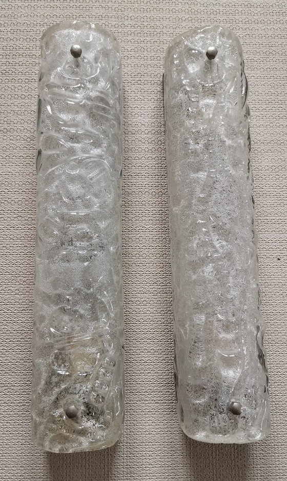 Image 1 of Set di lampade da parete in vetro ghiaccio di metà secolo