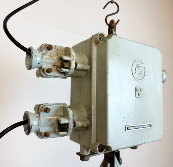 Image 1 of Grey Cast Aluminium Explosion Proof Lamp with Enameled Shade, 1970s