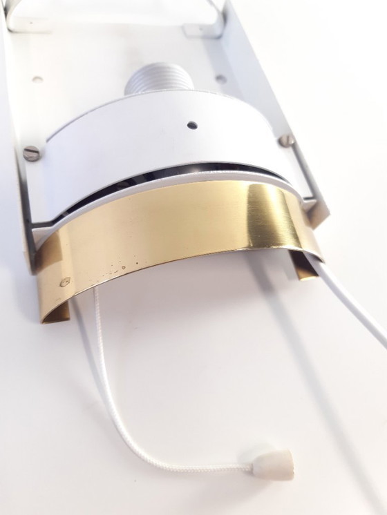 Image 1 of Bellissima lampada da parete vintage in ottone con tubi in vetro ghiacciato di Doria Leuchten, lampada da parete anni '70