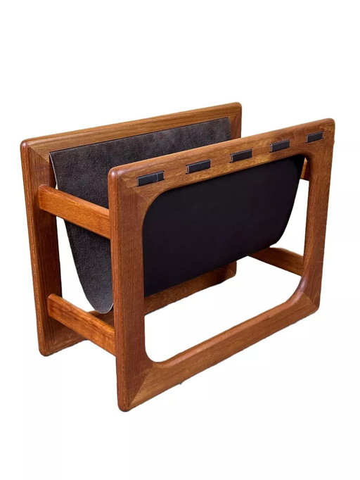 60's 70's Porte-revues Aksel Kjersgaard en teck & cuir
