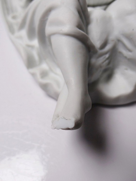 Image 1 of Feines Weihwasserbecken aus Biskuitporzellan mit zwei Engeln, antik, 1900–1930, Deutschland