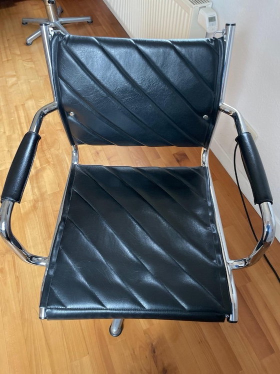 Fauteuils de barbier vintage, 6 en cuir chromé – Homer, Chaises de salle à manger, Leather, Metal (photo 3 of 5)
