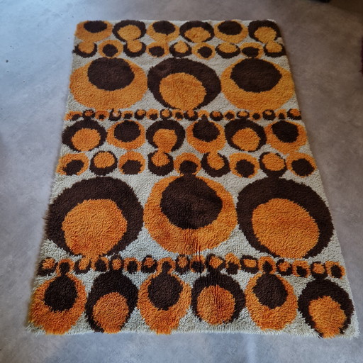 70s vintage space age wool rug