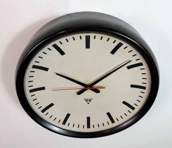 Image 1 of Large Industrial Bakelite Factory Wall Clock from Pragotron, 1950s