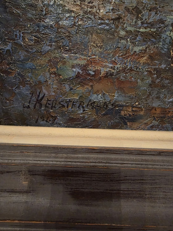 Paesaggio costiero mediterraneo suggestivo, J. Keustermans (1967), Arte, Legno, Tela, Blu (foto 4 di 15)
