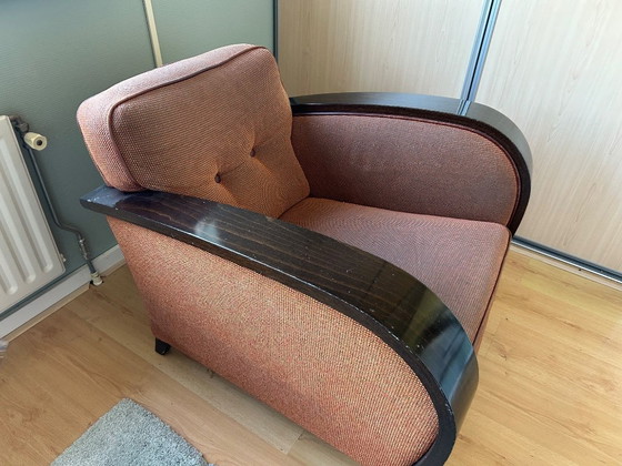 Zarah-Club-Sessel. | Sitzbank mit Hocker/Fußhocker – Bench, Textile, Wood (photo 2 of 6)