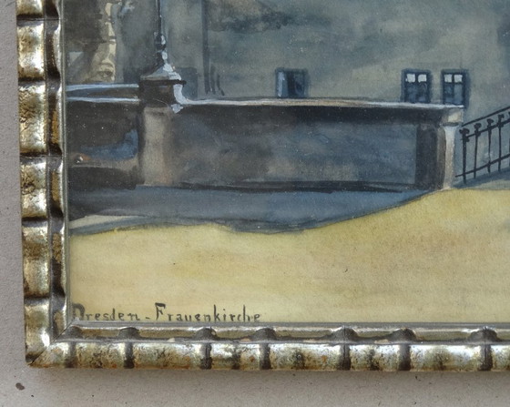 Image 1 of Art Deco Watercolour, 1917, Dresden „Frauenkirche“, aquarel