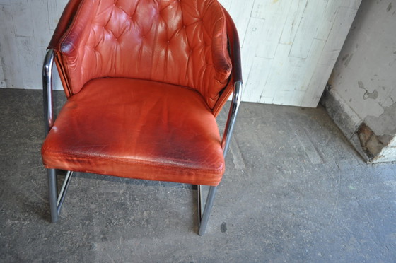 Poltrona in pelle capitonné Mid-Century Modern, anni '70 – Poltrone, Mid Century Modern (photo 5 of 9)