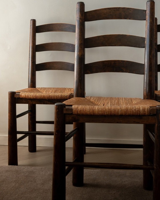 Image 1 of Vintage Franse brutalistische eetkamerstoelen van Georges Robert, jaren 1950, set van 6