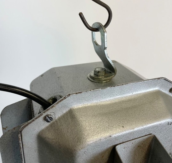 Image 1 of Industrielle polnische Fabrik-Deckenleuchte mit Glasabdeckung von Mesko, 1990er Jahre