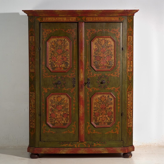 Antique painted armoire in pine wood – Austria, Year 1831 – Wardrobes, Rustic (photo 32 of 40)