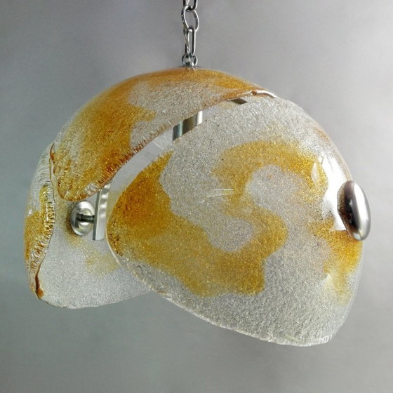 Image 1 of Rara lampada a sospensione in vetro soffiato a mano e cromo di Murano degli anni '60.