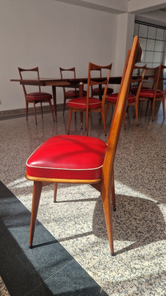 Image 1 of Complete vintage Mid-century Modern dining set with sideboard, table, and 8 chairs