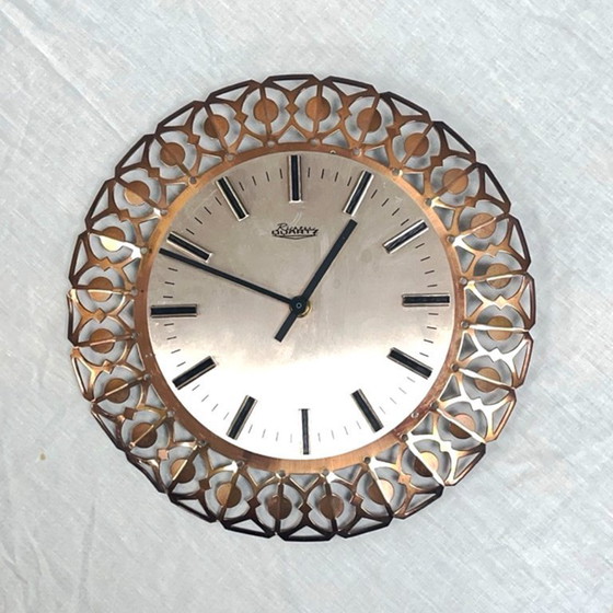 Image 1 of Richter wall clock, brass, openwork, West Germany, 1960s.