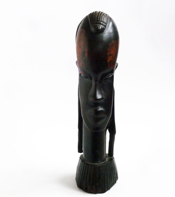 Image 1 of African sculpture in ebony wood, woman's head