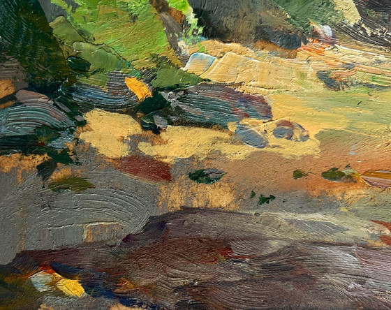 Image 1 of Original Oil Painting Summer Coastal Landscape Sunny day at sea