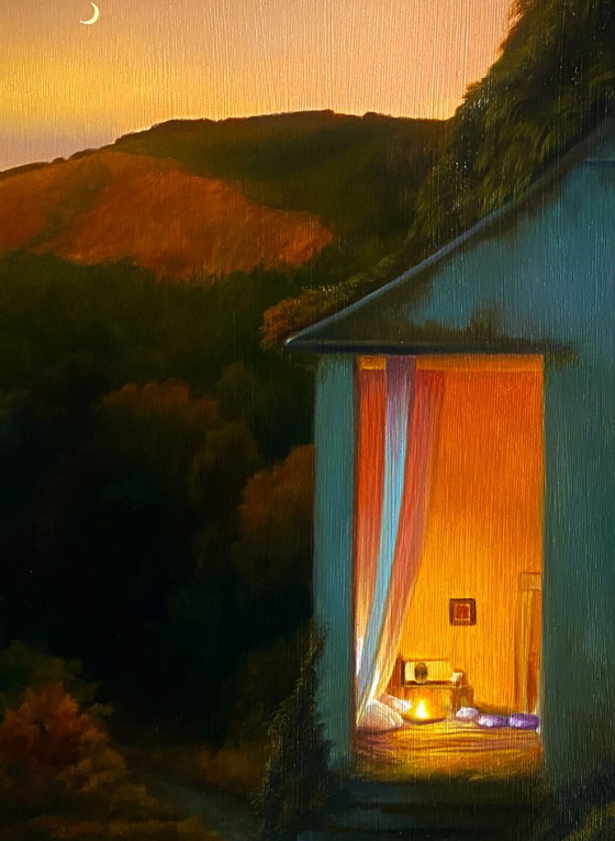 Original Oil Painting Symbolism House Be a Light in the Darkness – Paintings & Drawings, Canvas (photo 6 of 7)