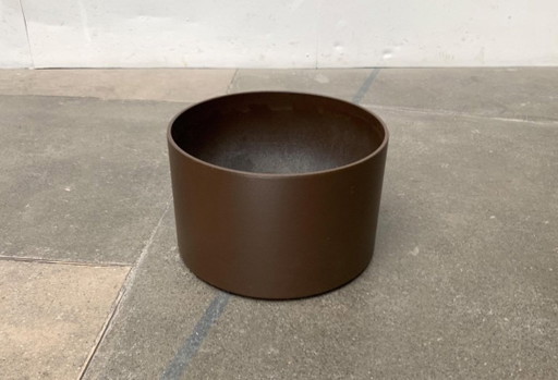 Luwasa-Pflanzgefäß auf Rädern – Anfang der 1970er Jahre – sepiabraun – Ø 37 cm
